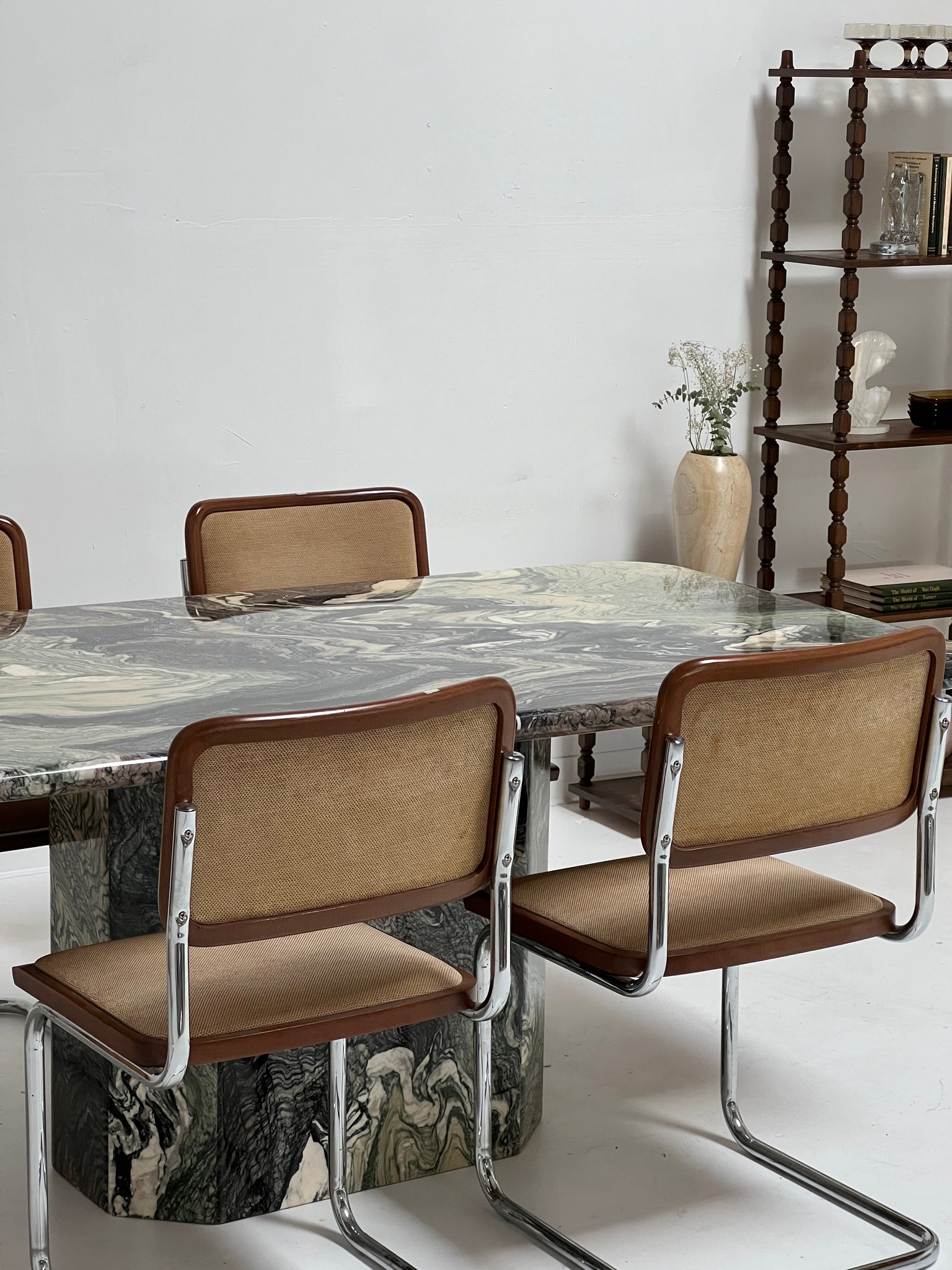 Italian Brown Cantilevered Dining Chairs