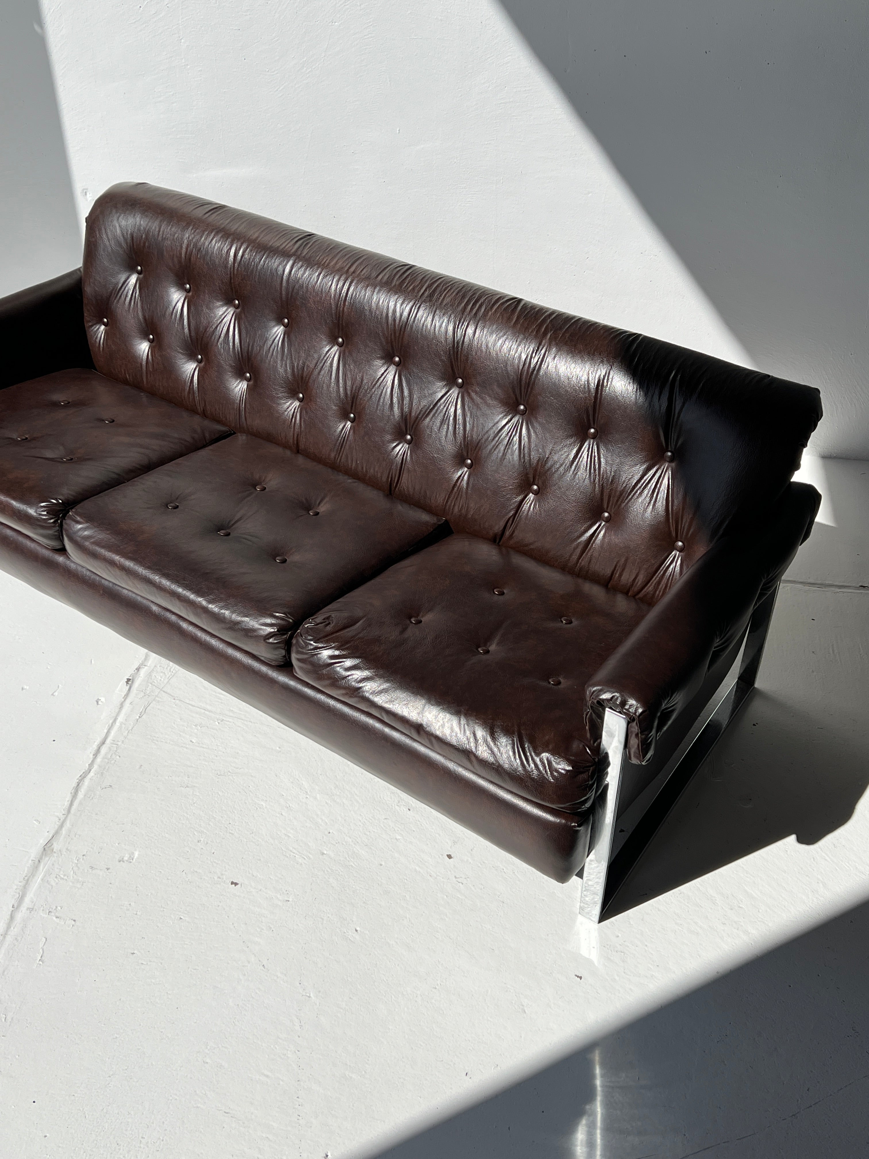 Vinyl and Chrome Sofa by Stratford Designs