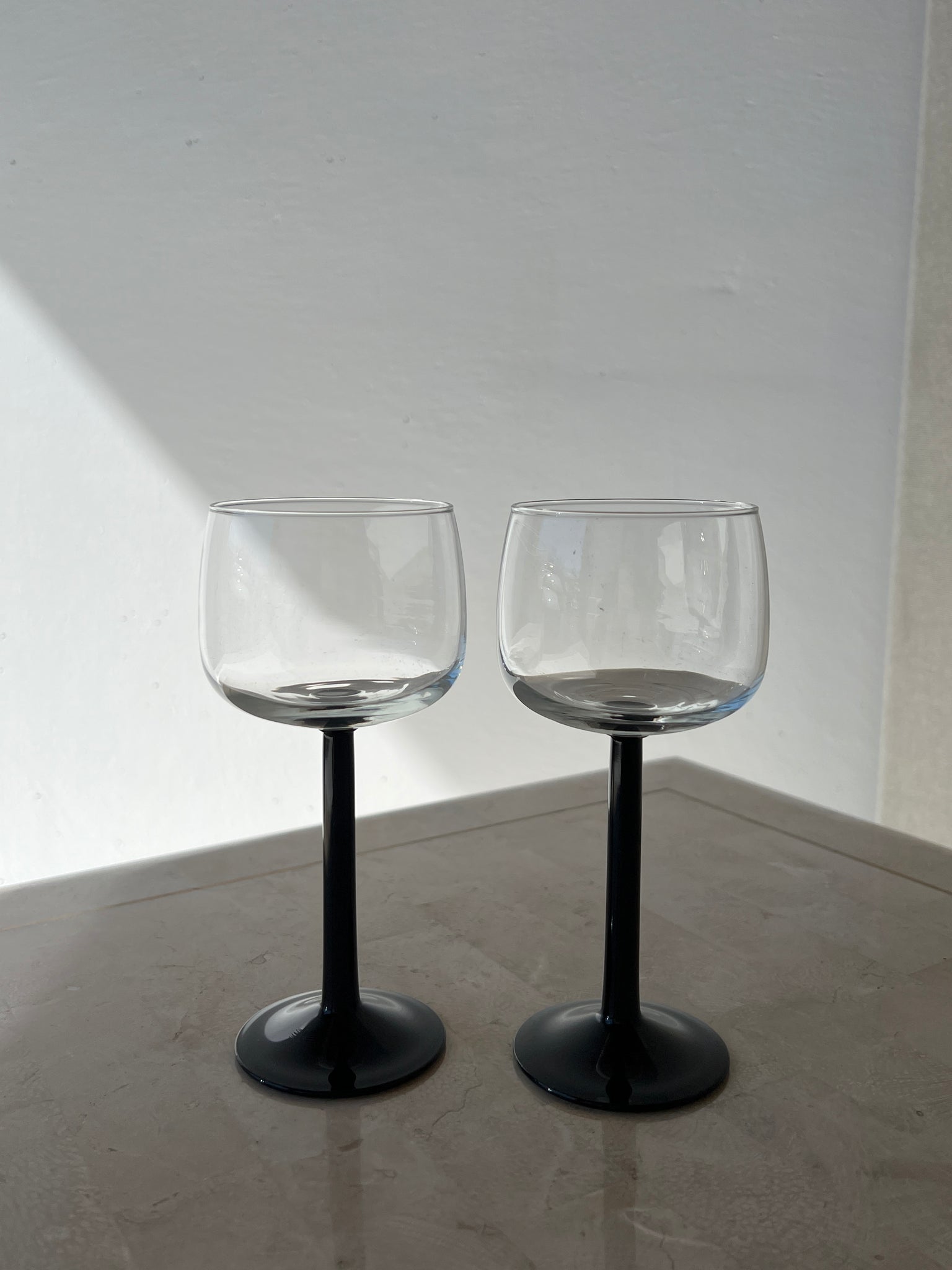 Black Stemmed Wine Glasses