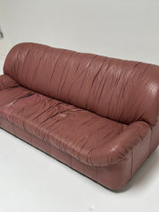 1980s Post Modern Mauve Leather Sofa