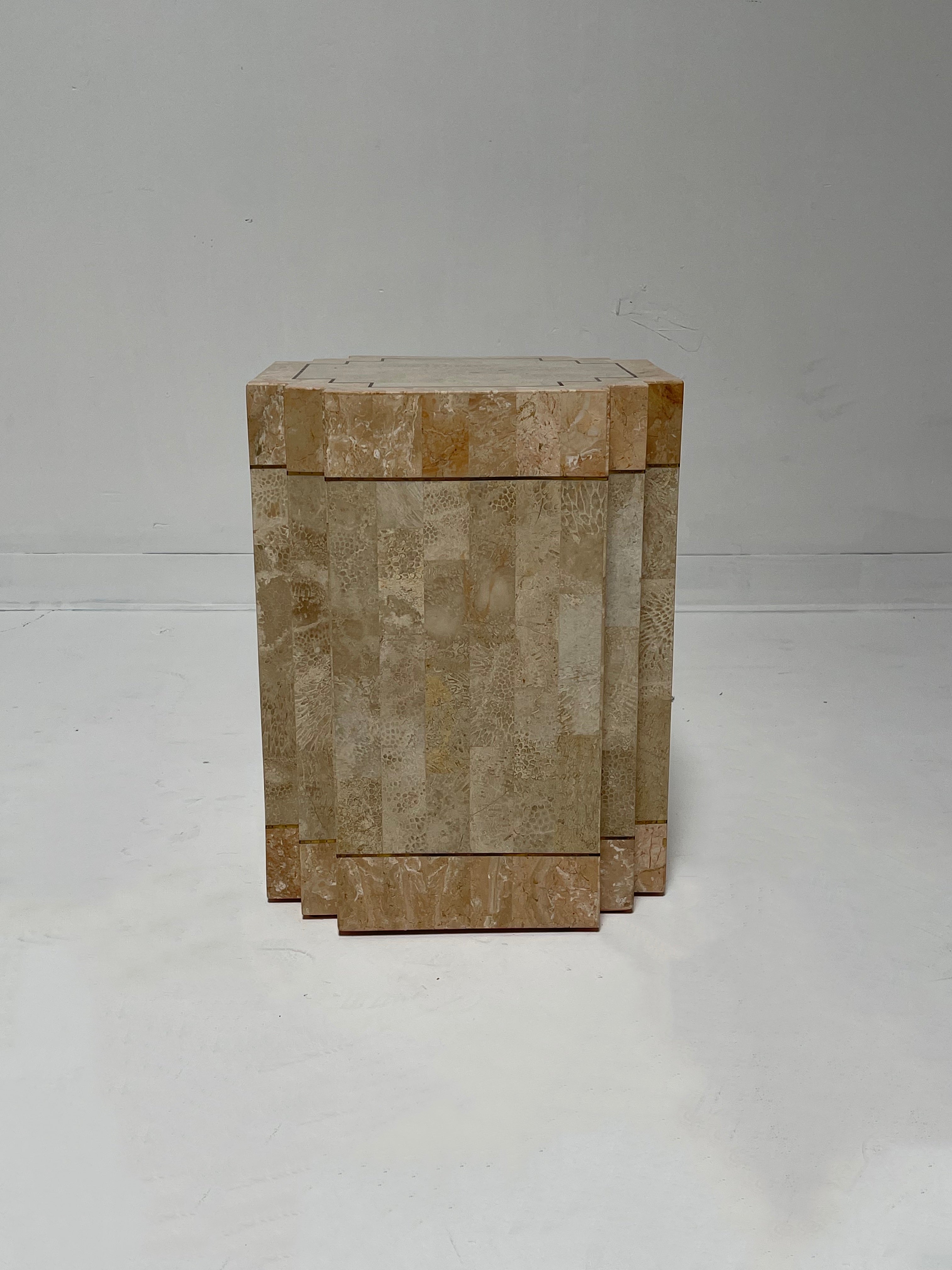Tessellated Side Table with Inlaid Brass Detail by Marcius for Casa Bique