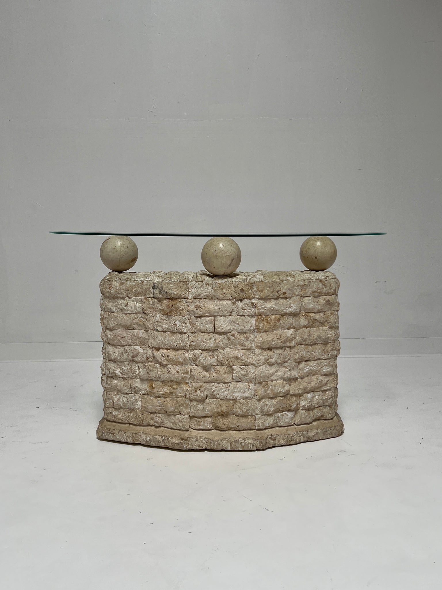 Tessellated Stone Travertine Console Table