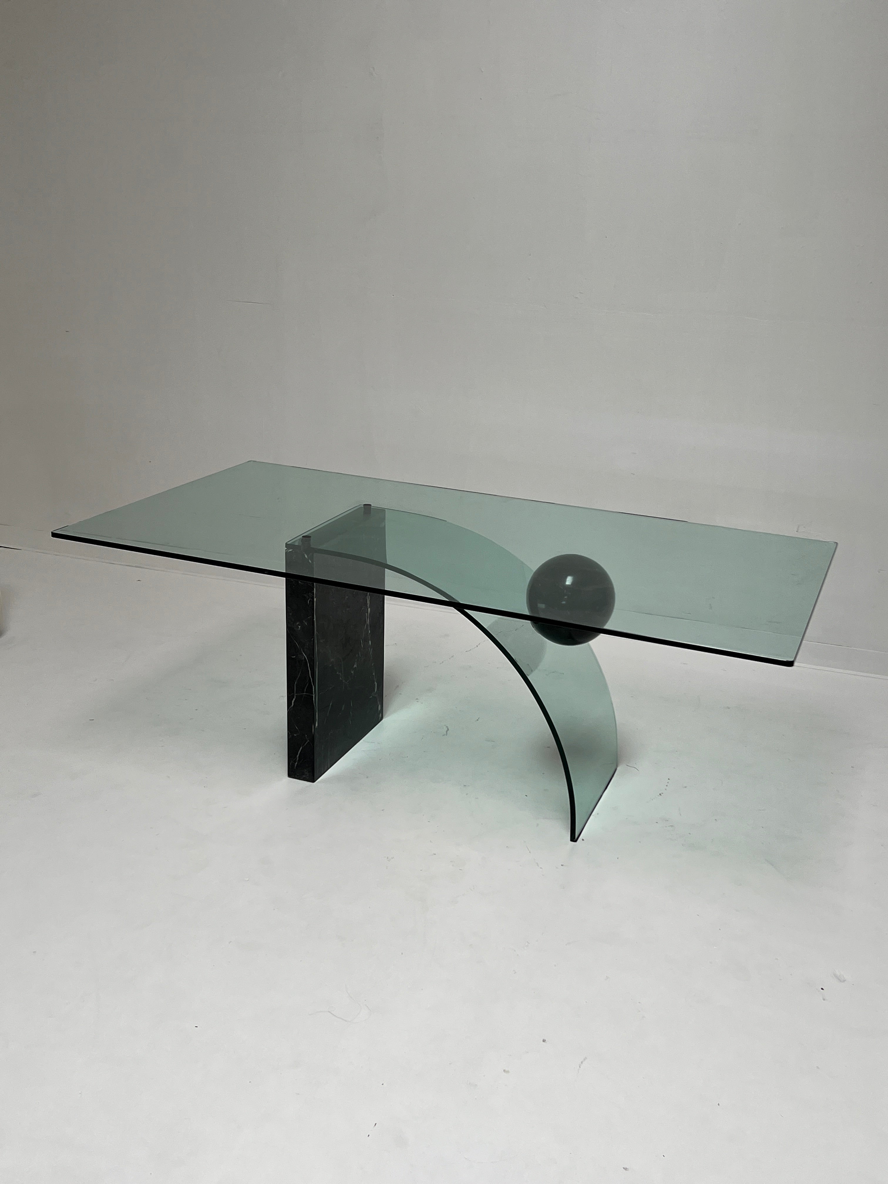 Black Marble and Glass Dining Table